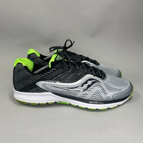 Saucony Ride 10 Running Shoes Mens Size 13 Black Grey Athletic Training Sneakers - Picture 1 of 11